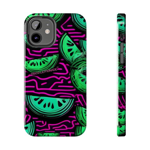 IPhone, DISCO LEMONADE Neon Watermelon Slice Hot Pink, 2 Piece Tough Phone Case, - Picture 4 of 10